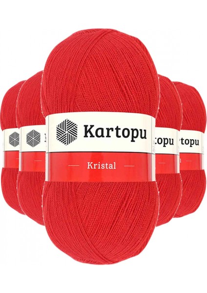 5 Adet Kristal Çift Katlı El Örgü Lif Ipi Açık Kırmızı K160