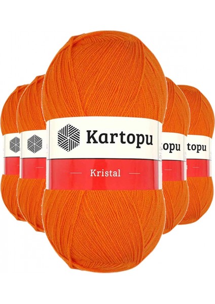 5 Adet Kristal Çift Katlı El Örgü Lif Ipi Turuncu K210