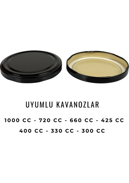 Metal 82 mm Siyah Cam Konserve Kavanoz Kapağı