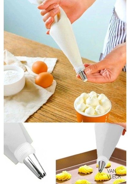 10 Parça Krema Sıkma Torbası Seti – Paslanmaz Çelik Uçlu Pasta, Kek ve Süsleme Torbası modelleri