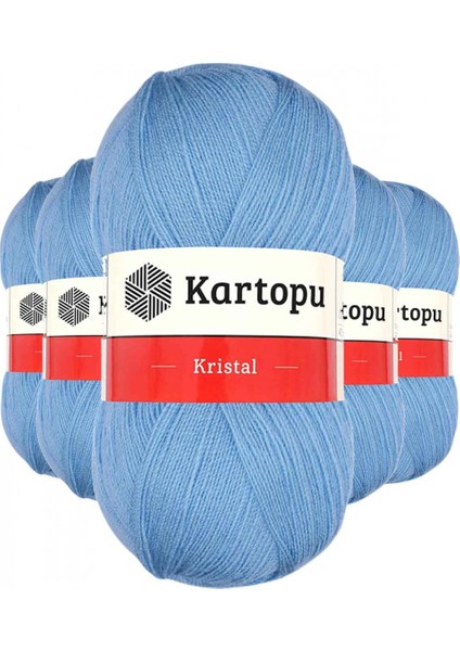 5 Adet Kristal Çift Katlı El Örgü Lif Ipi Bebe Mavi K540