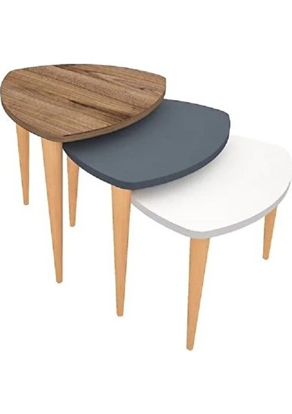 Flora Roll Sehpa Ahşap Ayaklı Üçlü Zigon fiyatları