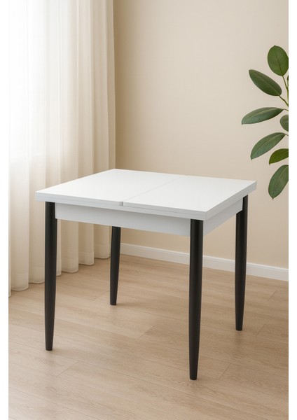 Yanlardan Açılır Büyüyen Yemek Masası Beyaz 75X80CM Sadece Masa Fiyatıdır fiyatları