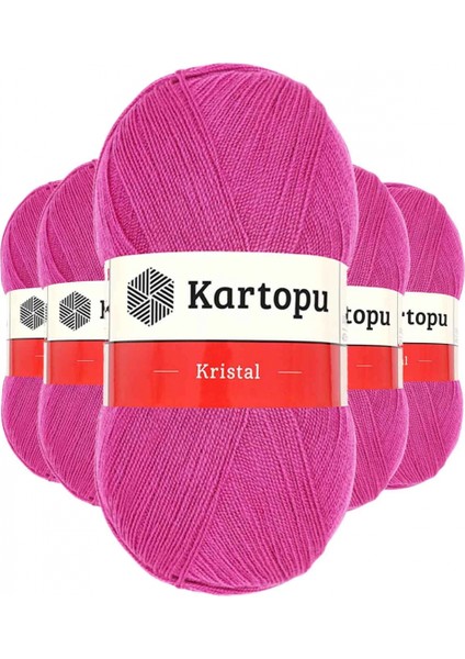 5 Adet Kristal Çift Katlı El Örgü Lif Ipi Fuşya K440