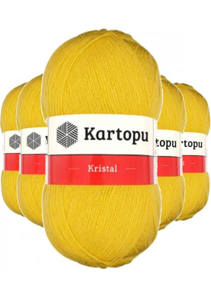 5 Adet Kristal Çift Katlı El Örgü Lif Ipi Sarı K301