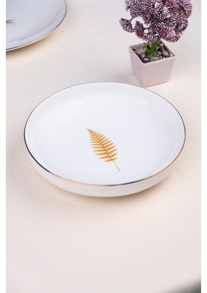 Porselen Natura Fern Altın Yaldız Çukur Tabak 18,50CM 6 Lı modelleri