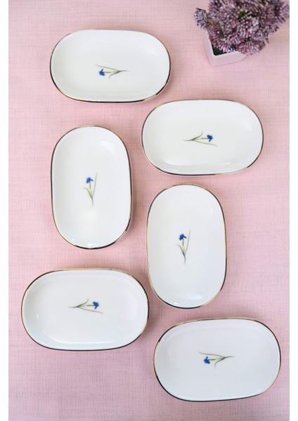 Porselen Natura Iris Altın Yaldızlı Oval Kayık Tabak 14X9X2,50CM 6 Lı fiyatları