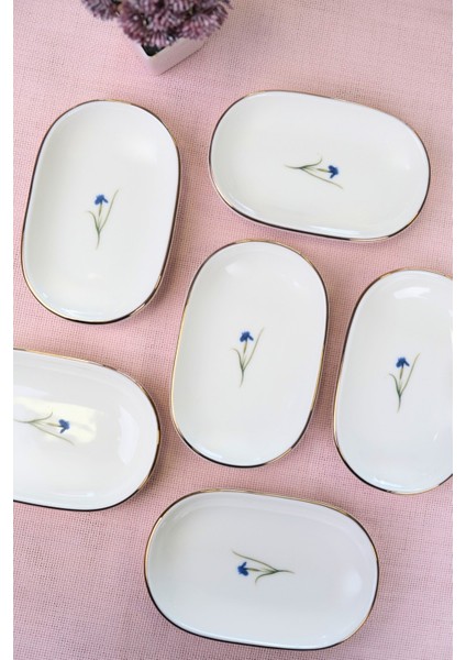 Porselen Natura Iris Altın Yaldızlı Oval Kayık Tabak 14X9X2,50CM 6 Lı fırsatları