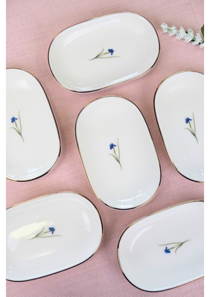 Porselen Natura Iris Altın Yaldızlı Oval Kayık Tabak 14X9X2,50CM 6 Lı indirimleri