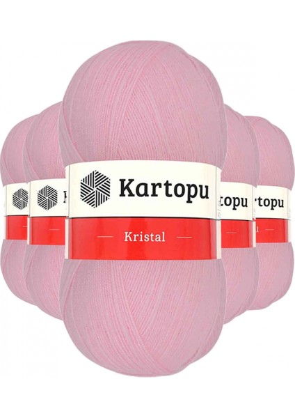 5 Adet Kristal Çift Katlı El Örgü Lif Ipi Bebe Pembe K788