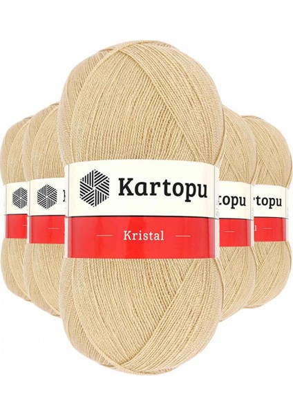 5 Adet Kristal Çift Katlı El Örgü Lif Ipi Sütlü Kahve K884