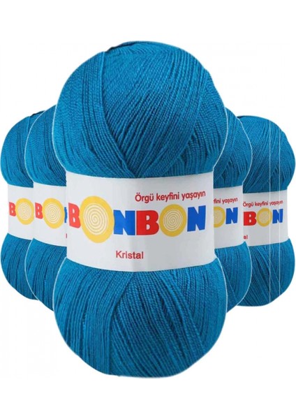 5 Adet Kristal El Örgü Lif Ipi Koyu Mavi 98685