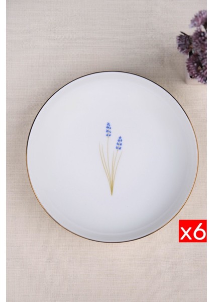 Porselen Natura Lavanta Altın Yaldız Çukur Tabak 18,50CM 6 Lı