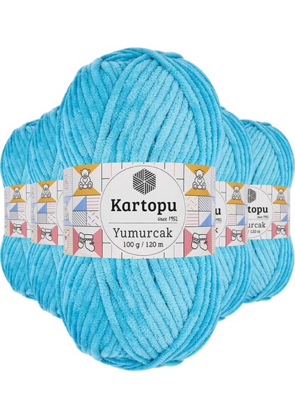 5 Adet Yumurcak Kadife El Örgü Ipi Turkuaz K515