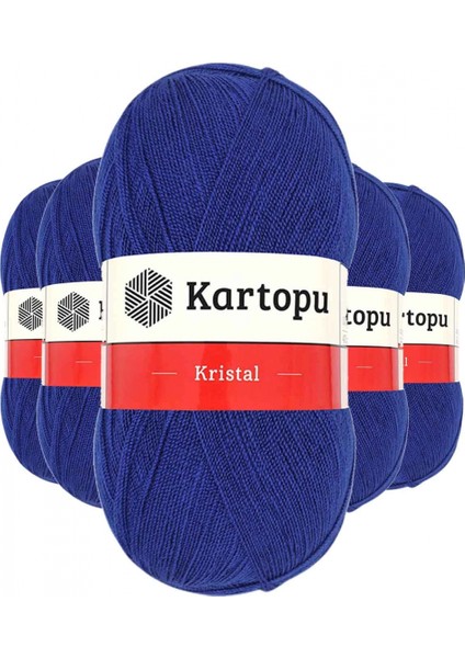 5 Adet Kristal Çift Katlı El Örgü Lif Ipi Lacivert K627