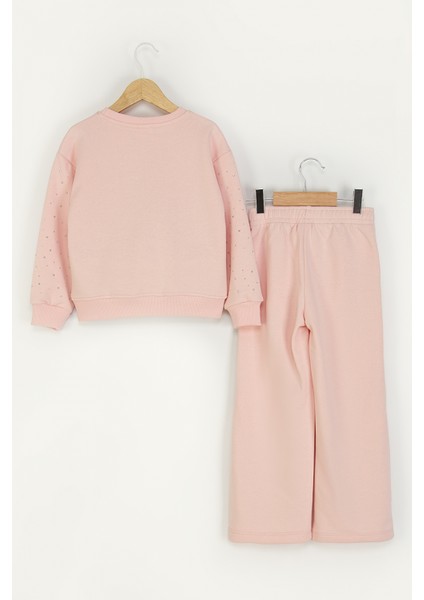 Kız Çocuk 2’li Taş Detaylı Alt-Üst Takım Beli Lastikli Rahat Kesim Eşofman Takım fiyatları