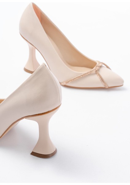 K-10 Bej Günlük Sarmal Taşlı Topuklu Kadın Ayakkabı fırsatları