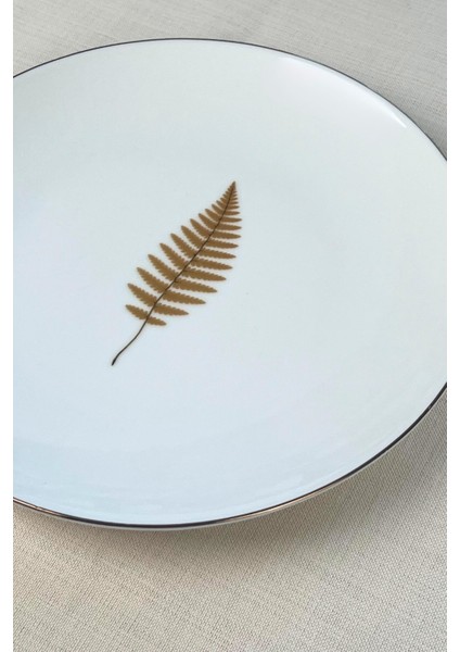 Porselen Natura Fern Altın Yaldız Servis Tabağı 24,50CM 2 Li fırsatları