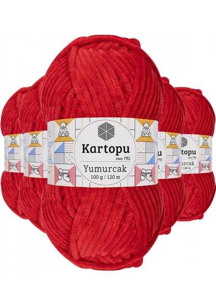 5 Adet Yumurcak Kadife El Örgü Ipi Açık Kırmızı K165