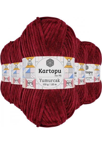 5 Adet Yumurcak Kadife El Örgü Ipi Vişne Çürüğü K106