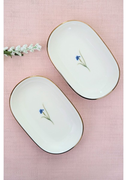 Porselen Natura Iris Altın Yaldızlı Oval Kayık Tabak 14X9X2,50CM 2 Li modelleri
