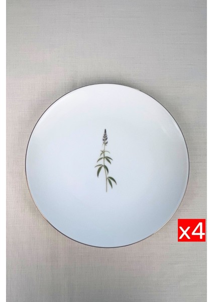 Porselen Natura Salkım Altın Yaldız Servis Tabağı 24,50CM 4 Lü