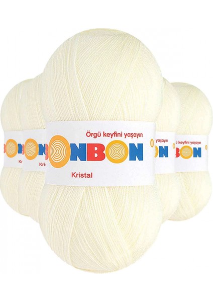 5 Adet Kristal El Örgü Lif Ipi Açık Krem 98223