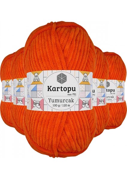 5 Adet Yumurcak Kadife El Örgü Ipi Turuncu K205