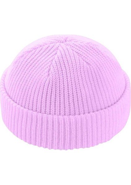 Erkek Lila Premium Kısa Rolled Bere Şapka