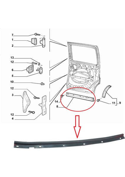 Fıat Doblo Surgulu Kapı Fıtılı Alc Conta Sol