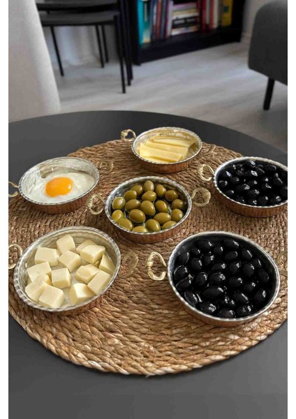 Bakır Kahvaltılık 6 Lı Çerezlik Sunumluk 10 cm Meze Tabağı