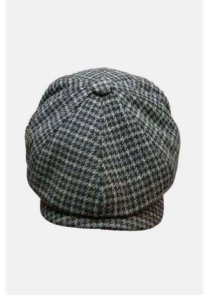 Erkek Kazayağı Kasket Şapka – Antrasit Desenli Retro Flat Cap fiyatları