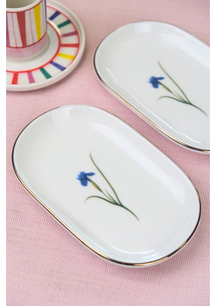 Porselen Natura Iris Altın Yaldızlı Oval Kayık Tabak 18X11X2,50CM 2 Li modelleri