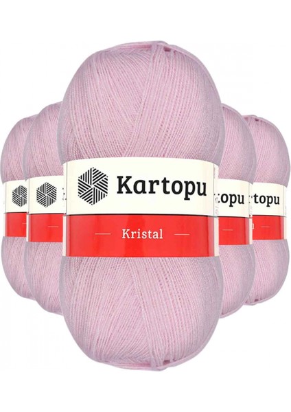 5 Adet Kristal Çift Katlı El Örgü Lif Ipi Açık Pembe K699