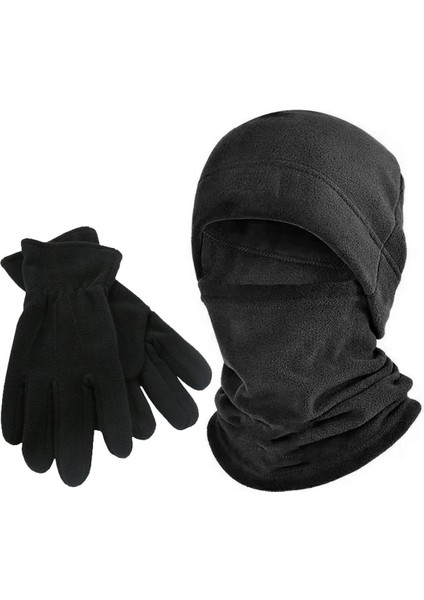 Erkek Balaclava Polar Kar Maskesi Eldiven Set