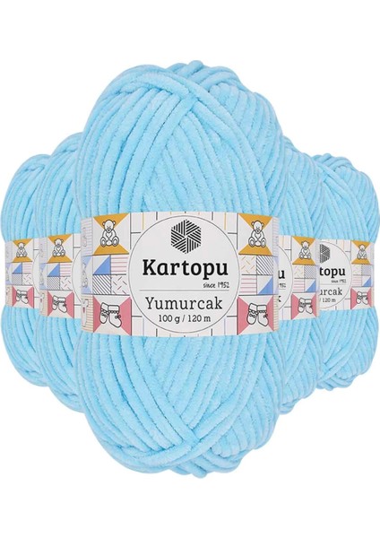 5 Adet Yumurcak Kadife El Örgü Ipi Açık Turkuaz K516