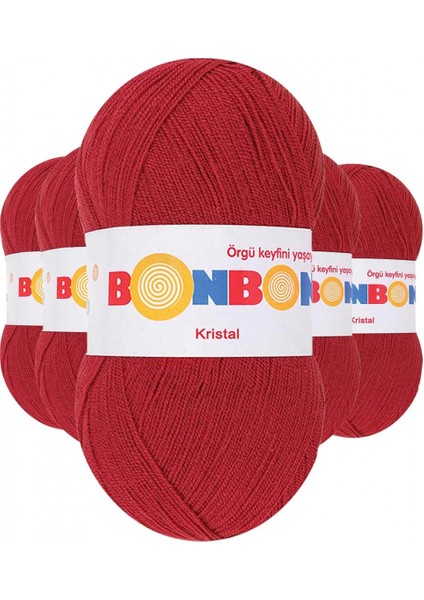 5 Adet Kristal El Örgü Lif Ipi Koyu Kırmızı 98237