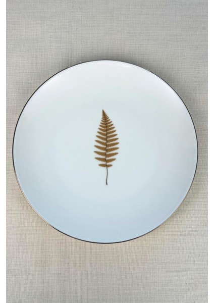 Porselen Natura Fern Altın Yaldız Servis Tabağı 24,50CM 4 Lü fiyatları