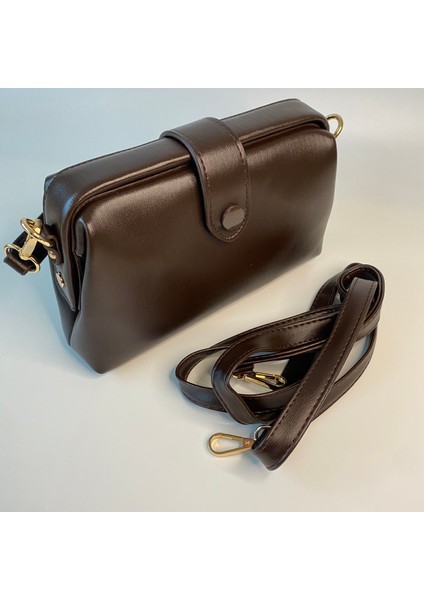 Kahve Çekmeli Kadın Çantası 2 Askılı 22x13 cm fırsatları