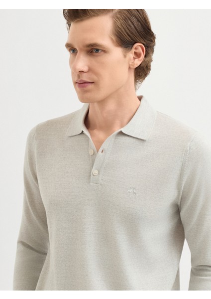 Erkek Regular Fıt Triko Kazak-Açık Gri Melanj indirimleri