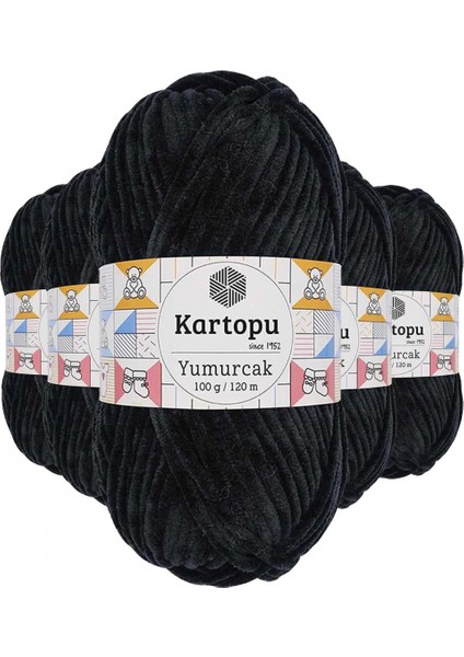 5 Adet Yumurcak Kadife El Örgü Ipi Siyah K940