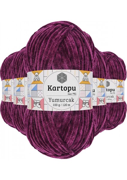 5 Adet Yumurcak Kadife El Örgü Ipi Mürdüm K726