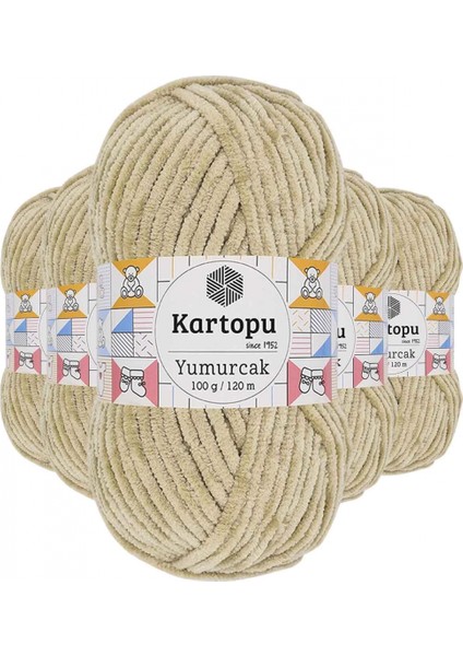 5 Adet Yumurcak Kadife El Örgü Ipi Bej K856