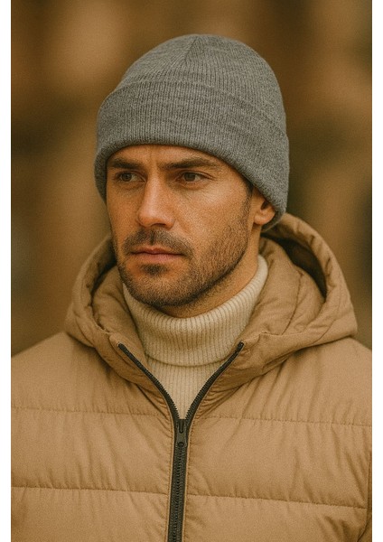 Unisex Basic Kışlık Katlanabilir Triko Bere