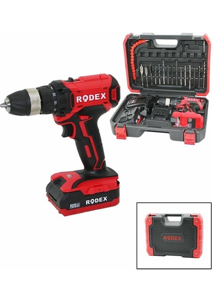 2 Kademe Hız - Vites Şarjlı=çift Batarya 17PCS Uçlu Matkap 0-350 / 0-1350 Rpm 21V/2.0A Lı-Ion RDX-3375A (5286)