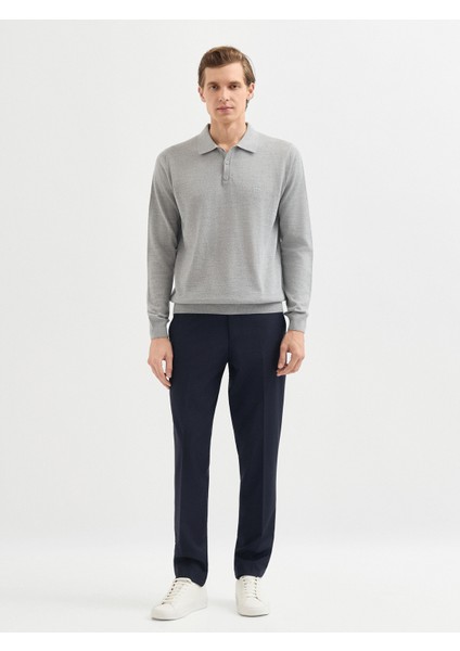 Erkek Regular Fıt Triko Kazak-Gri Melanj indirimleri