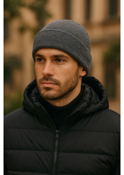 Unisex Basic Kışlık Katlanabilir Triko Bere