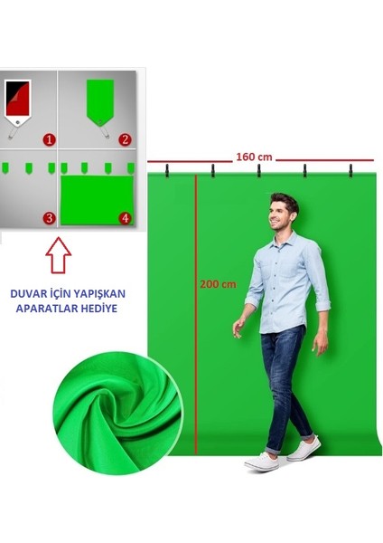 160X200 Cmchromakey Green Screen Greenbox Yeşil Fon Perde Background Backdrop