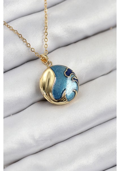 316L Çelik Açılabilr Kapaklı Deniz Model Gold Renk Kadın Kolye