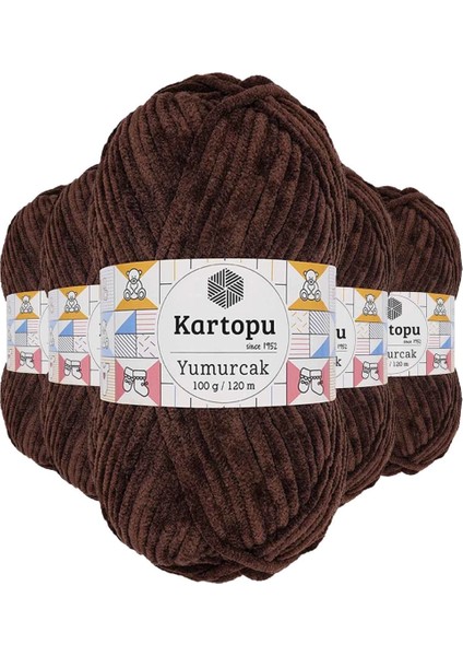 5 Adet Yumurcak Kadife El Örgü Ipi Kahverengi K818